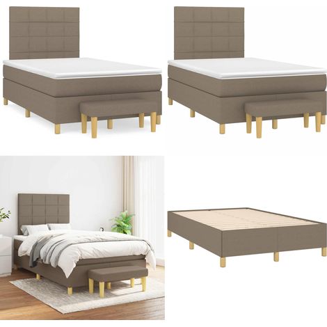 Sommier à lattes de lit avec matelas taupe 120x190 cm tissu - Lit Tapissier - Lit Double - Literie - Chambre À Coucher - Meuble De Chambre - Home & Living (1/5)