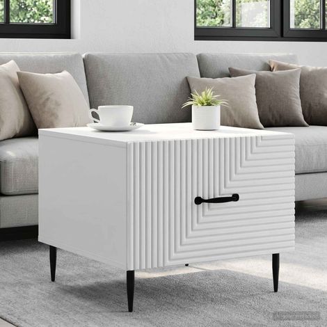 vidaXL Table basse Blanc brillant 49 x 50 x 40 cm Bois d'ingénierie (1/5)