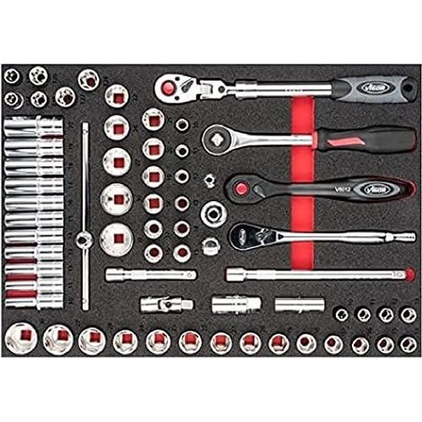 Vigor V6822 Set di chiavi a bussola bicolor 65 pezzi