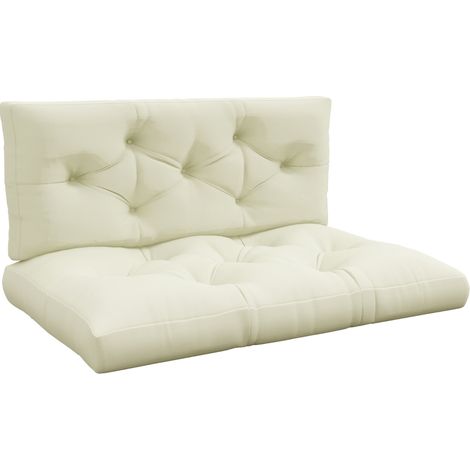 Cojín de asiento con respaldo, 2 piezas, 120 x 80 x 12 cm, blanco crema, HOMVRA (1/5)