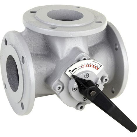 Resideo Miscelatore a flangia a tre vie DR GG 20, grigio, PN 6, angolato DN 40, DR40FA