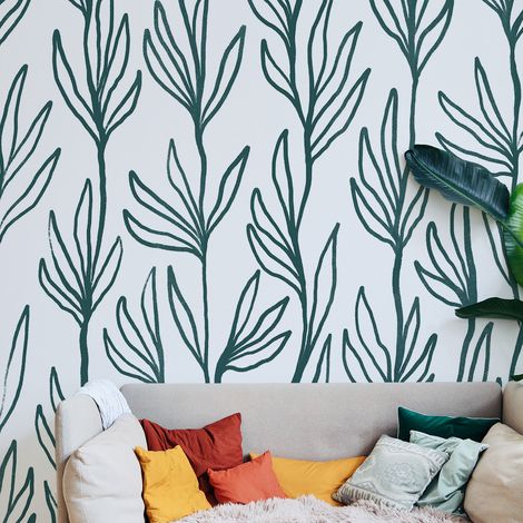 Papier peint panoramique Leaves, Vert 170 x 250cm (1/5)