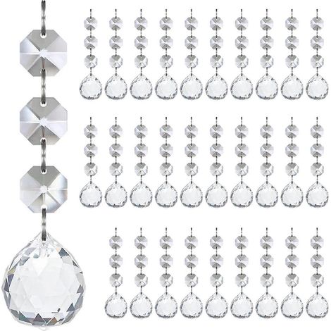 30 Stück Acryl-Weihnachtskugeln in Form von Eiszapfen, Schneeflocken und Tropfen, klar, bruchsicher, mehrfarbig (1/5)