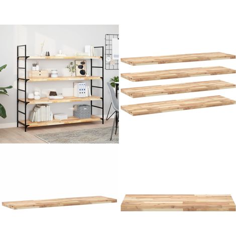 Étagères flottantes 4 pcs 140x40x4 cm acacia massif non traité - Etagere Murale - Etageres Murales - Étagères Décoratives - Rangement Mural - Meuble Déco - Home & Living (1/5)