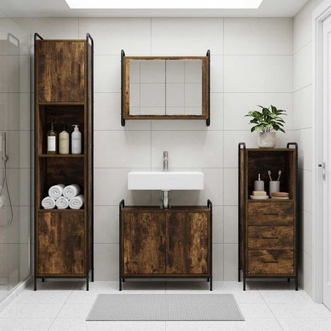 vidaXL Juego de Muebles de Baño 3 uds. Roble Ahumado (1/5)