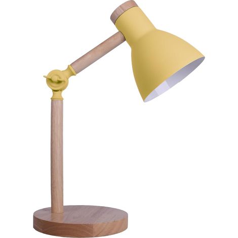 Lámpara de escritorio flexo TEACHER, 1xE-27, metal y madera, color amarillo (bombilla no incluida) (1/5)