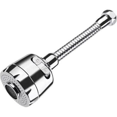 Wasserhahn-Luftsprudler, 360° schwenkbarer Wasserhahn-Luftsprudler, 2 Modi, silber (lange Ausführung) (1/5)
