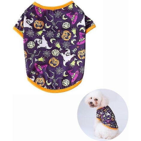 Lot de 2 vêtements pour chien de la série Halloween, décoration automnale pour animaux de compagnie, taille L (chapeau magique) (1/5)