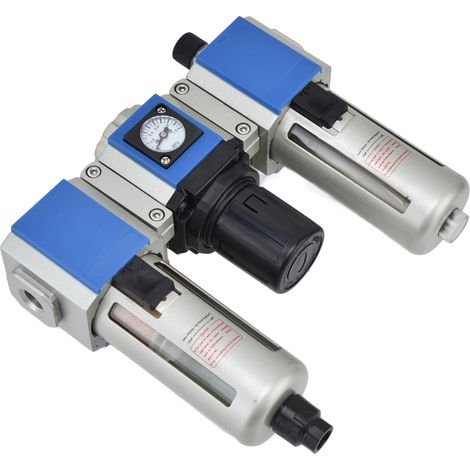 Unité combinée filtre débit compresseur air + régulateur pression + lubrificateur séparateur eau huile GC300-08 aluminium (1/5)