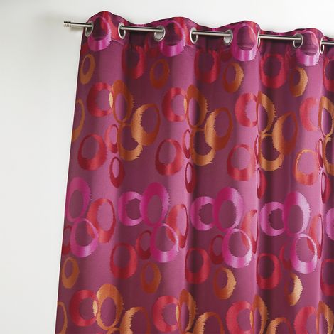 Rideau occultant jacquard à motifs graphiques Rouge Orangé 140x260 cm