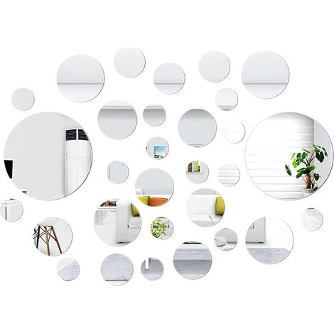 Sticker Miroir - Acrylique Rond Détachable - Pour Décoration Murale Intérieure - 26 Pièces (3 5 10 15 cm) (1/5)