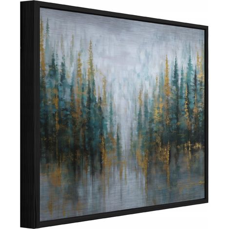 cadre métallique noir tableau fort abstrait loft salon chambre 80x80 (1/3)