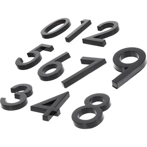 Étiquettes de numéro de chambre, panneaux décoratifs d'identification de porte, 6,00 x 3,50 x 1,00 cm, matériau en résine ABS noire, design 3D, convient à une utilisation extérieure, 10 pièces par paq (1/5)