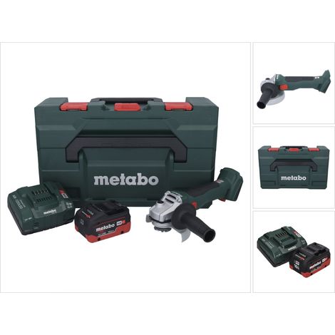 Smerigliatrice angolare a batteria Metabo W 18 L BL 9-125 18 V 125 mm senza spazzole + 1x batteria ricaricabile 10,0 Ah + caricatore + metaBOX