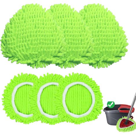 Lot de 6 lingettes de balai en microfibre réutilisables, compatibles avec le balai triangulaire O-Cedar EasyWring, tête de balai élastique de rechange pour un nettoyage en profondeur (1/5)
