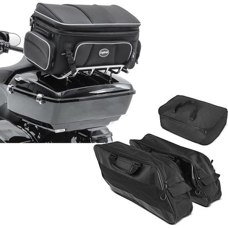 Borsa da sella compatibile con moto custom Craftride TT1 + Set di sacche interne Topcase / borse laterali Craftride