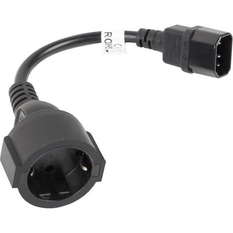 Cavo di prolunga di alimentazione IEC 320 C14-schuko(F) da 20 cm, nero CA-C14E-10CC-0018-BK (1/4)
