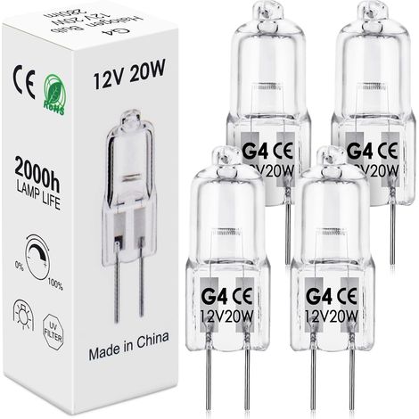 4er Ampoule Halogene G4, Ampoules 20W 12V 2800K 300LM Dimmable Warm White, Lampe halogène G4,pour Ampoule Hotte de Cuisine,Four,Plafonnier,Bain,Spots,Appliques Murales, Éclairage d'armoire (1/5)