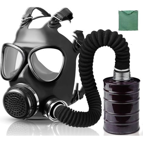 Masque de respirateur à gaz avec filtre de carbone actif de 40mm et tuyau d'alimentation d'air, Masques à gaz de survie nucléaire et chimique de qualité militaire, Masque de respirateur (1/5)