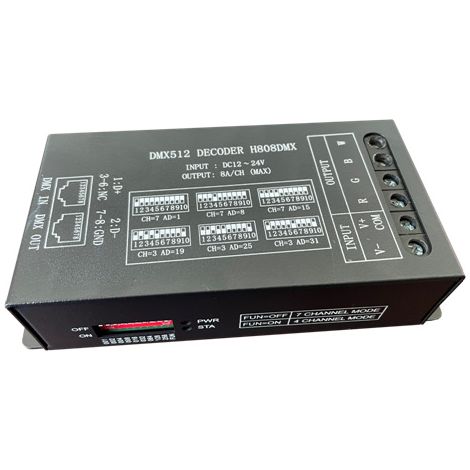 Décodeur de pilote de tension constante RGBW H808DMX 12-24 V 8 A