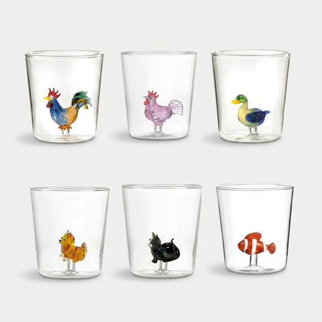 Set 6 bicchieri in vetro decorati Pet Friends Mix 5 (1/3)