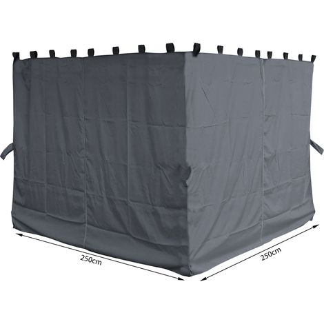 4 Seitenteile für Pavillon Nizza 3x3m Seitenwand Grau RAL 7012