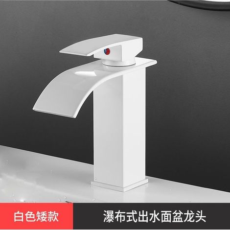 Factory direct price copper core countertop basin/washbasin/hand basin/washbasin hot and cold water faucet/bathroom faucet - white flat spout - low model