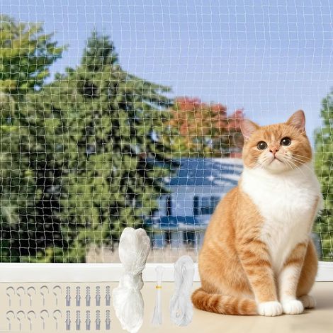 Filet Chat Balcon, Filet de Protection Chat en Nylon, 3 x 10 m Filet Protection Chat Transparent, Filet Protection Fenetre Chat pour Sécuriser Les Balcons, Terrasses, Fenêtres, Lucarnes et Portes (1/5)