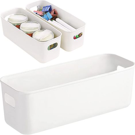 Panier Rangement 3 Pièces Boîte Rangement Rectangulaire Blanche Armoire de Cuisine Boîte de Rangement avec Poignée Boite de (1/4)