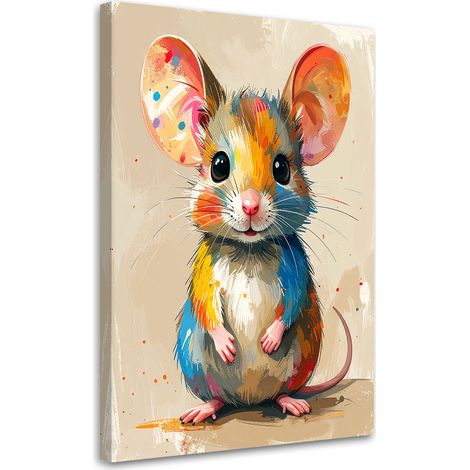 Tableau Moderne, Souris colorée animaux,30x45 (1/4)