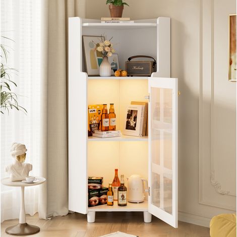 LED-Eckschrank, 63,5 x 124 cm, weiß HAVRYA (1/5)
