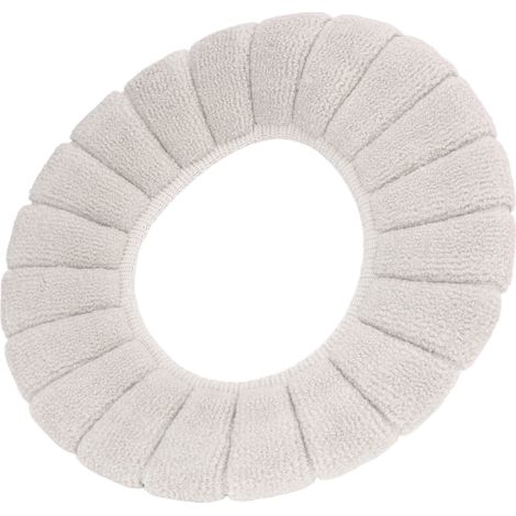 Coussin de siège de toilettes beige, épais, lavable, matière douce et chaude, respectueuse de la peau, durable, coloris raffiné, housse de lunette WC confortable. (1/5)