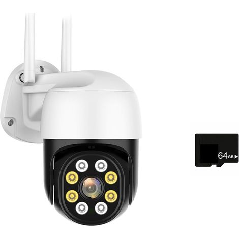 Caméra de sécurité à Domicile Caméra IP PTZ 4K 8MP HD extérieure 4X Zoom numérique caméra de vidéosurveillance de sécurité 1080P AI détecter Suivi Automatique caméra sans Fil P2P(1080P Add 64G) (1/5)