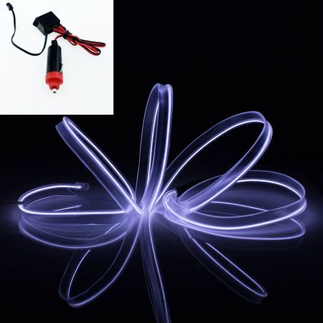 Stringa LED elettroluminescente flessibile per decorazione interni auto - Colore/Lunghezza: Bianco 3 Metri - Collegamento: Accendisigari 12V (1/5)