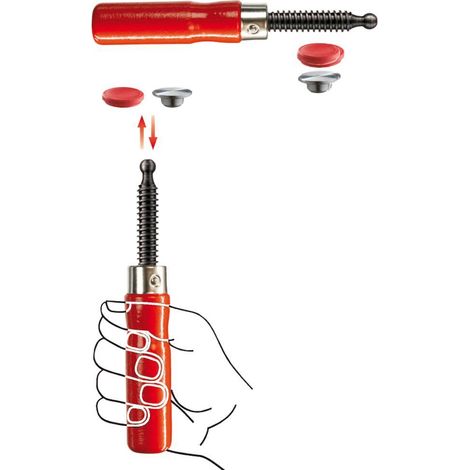 Empuñadura de madera incl. platillo de apriete de acero de calidad con topes protectores (1/4)