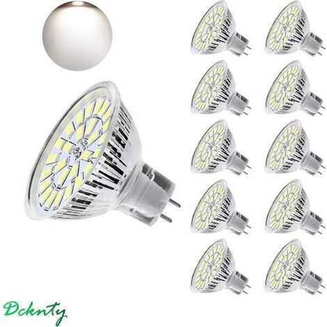 Lot de 10 Ampoules LED MR16 GU5.3 5W Équivalent 50W Blanc Froid 6000K 450LM 12-24V Non Dimmable Classe F (1/4)
