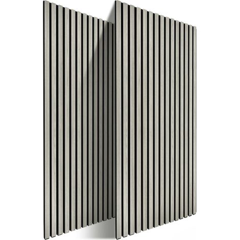 Relaxdays pannelli acustici, set 2, 120×60 cm, fonoassorbenti e rivestimento murale, finitura rovere, grigio chiaro