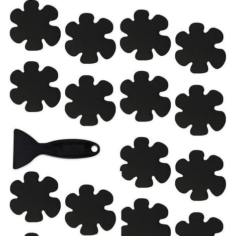 Set mit 20 hochwertigen, schwarzen, rutschfesten Badewannenaufklebern, inklusive Abzieher (1/5)