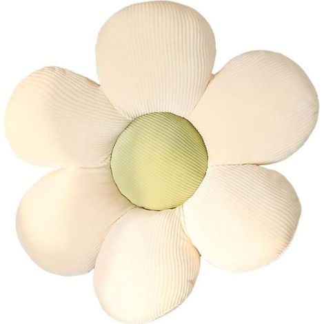 Coussin de sol en peluche tatami en forme de fleur - Décoration esthétique - Pour chambre à coucher, canapé, chaise - Blanc et vert - 40 x 40 cm