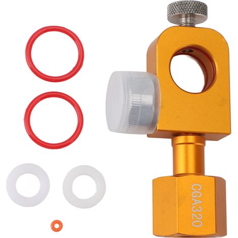 Adaptateur de remplissage CO2 CGA320 pour siphon Duo avec manomètre, acier inoxydable et aluminium, recharge rapide et sécurisée (1/5)