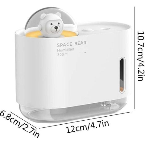 Humidificateur et purificateur d'air 2 en 1 - Humidificateur à brume fraîche 300 ml pour plantes et bébés, ultra silencieux, facile à utiliser et à nettoyer, blanc