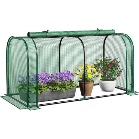 COSTWAY Mini Serra 118 x 55 x 60 cm, Serra con Copertura Impermeabile e Protettiva dal Sole in PE, Struttura Metallica Resistente alla Ruggine e Porta con Cerniera Arrotolabile (Verde) (1/5)