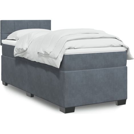 Boxspringbett mit Matratze Dunkelgrau 80x200 cm Samt