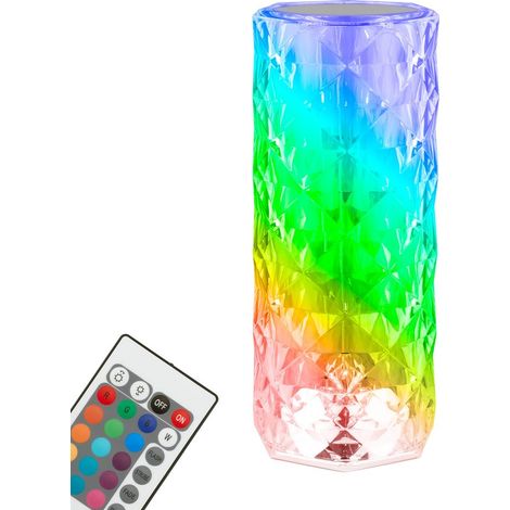 Lampada da tavolo a batteria RGB LED, ottica cristallo, trans