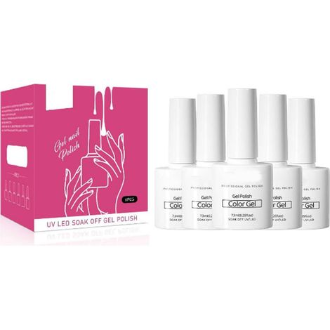 Vernis gel nail art 6 couleurs longue tenue anti-fissure colle à ongles pour salon et maison (1/5)