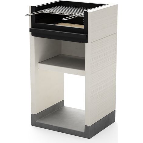 TUOZI - Barbacoa de Obra para Leña y Carbón Modelo VENIT FLEX (Gris/Blanco - 59 x 47 x 106 cm) REF: T00172 - Uso en Exteriores (1/3)