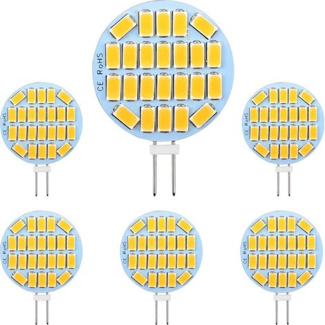 Ampoule LED G4 12V 3W, Non Dimmable, 24x5730 SMD 300LM Blanc Neutre 4000K, Équivalent Halogène 30W, 30mm Ampoule LED G4 Ronde pour Hotte, Lumière d'armoire, Éclairage Encastré, Lot de 6 [Classe énergé (1/5)