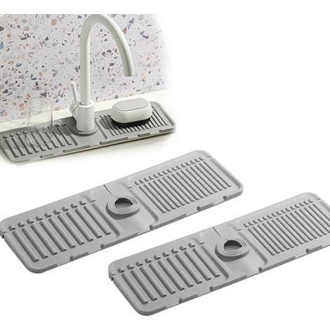2PCS Tapis De Robinet,Silicone,Absorption Rapide,Protection Anti-Éclaboussures,Cuisine Et Salle De Bain (1/5)