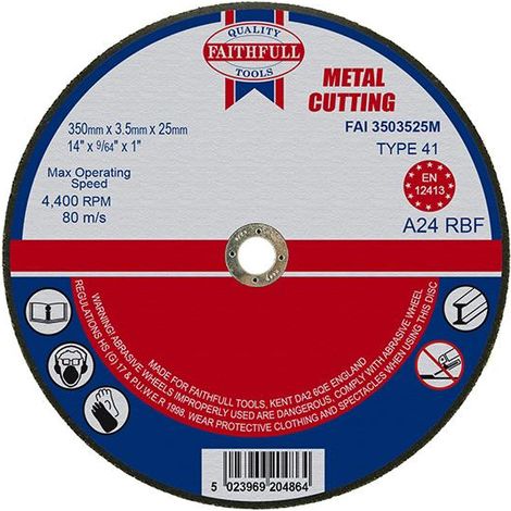 Faithfull Metal Cut Off Disc for Metal, 355 x 3.5 x 25.4mm, Model FAI3503525M