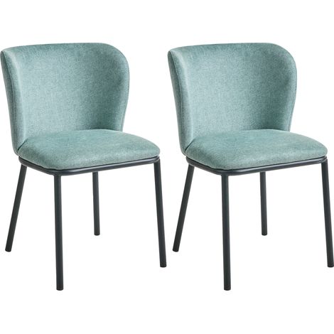 Conjunto de 2 sillas de comedor tapizado de tela respaldo redondo verde menta Artesia